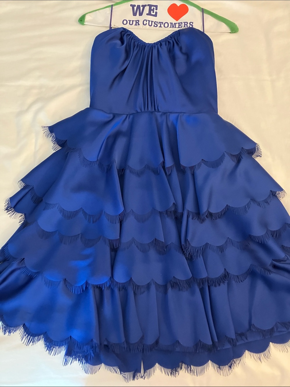 Rebecca Taylor Strapless Royal Blue Tiered Scallop Dress